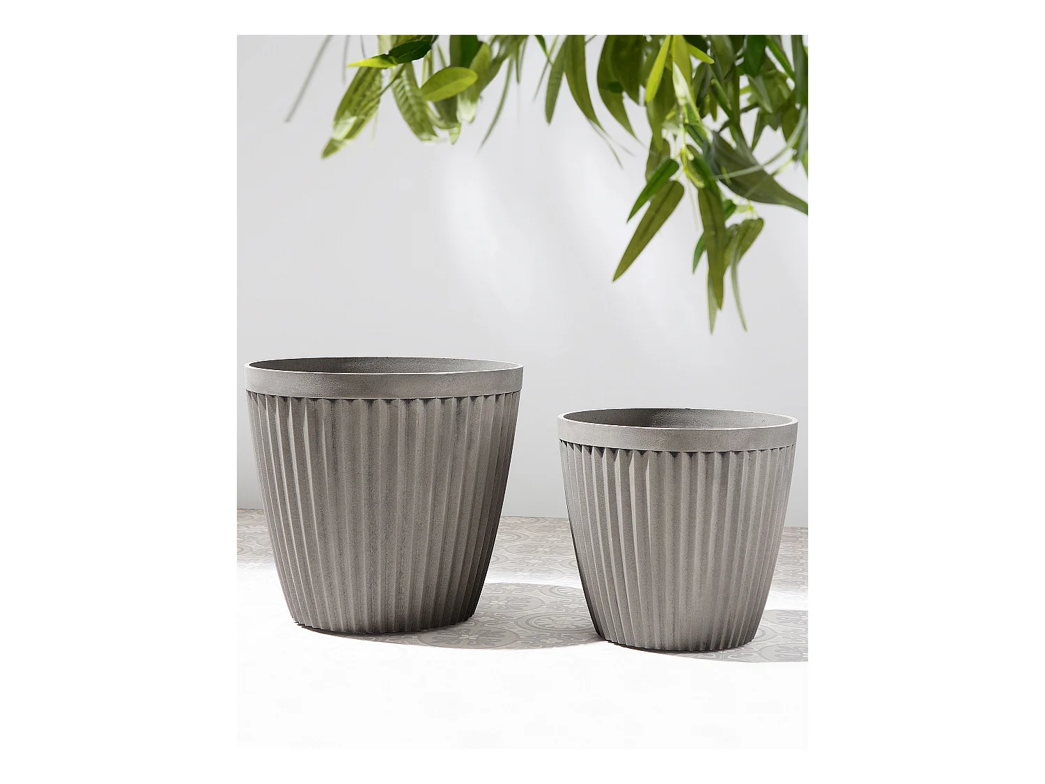 Lot de 2 pots de fleurs POKA 36 cm Taupe