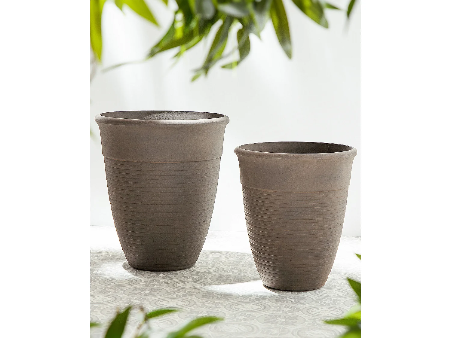 Lot de 2 pots de fleurs KATALIMA 43 cm Marron