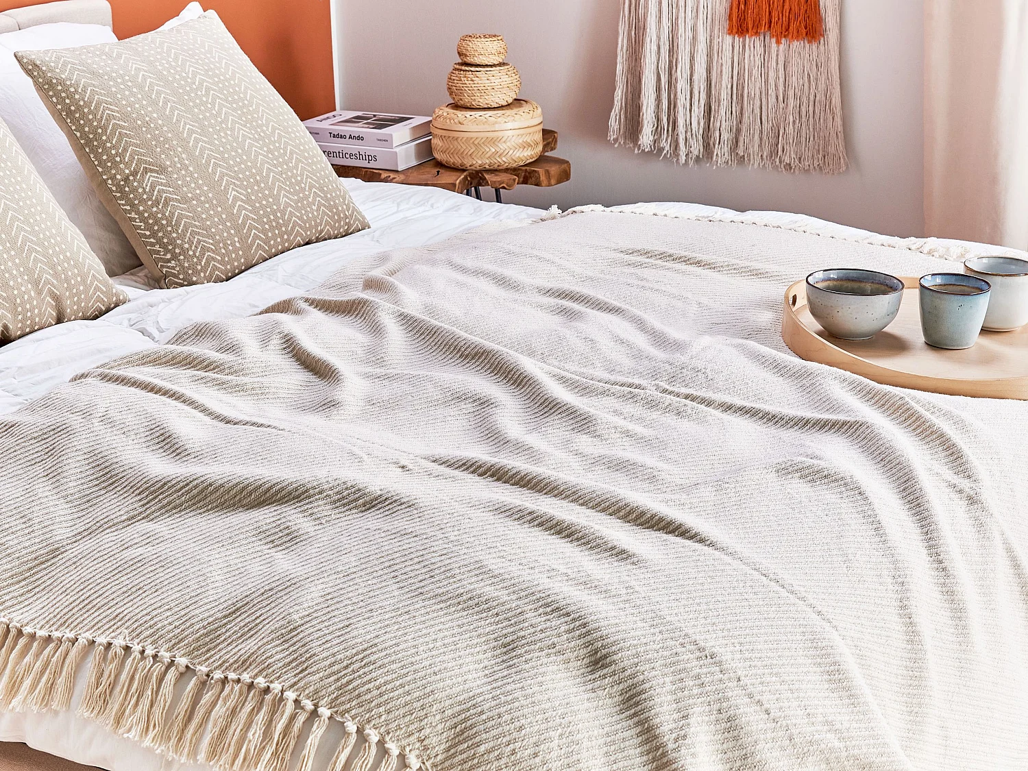 Kuscheldecke YARSA Baumwolle 125 x 150 cm Beige