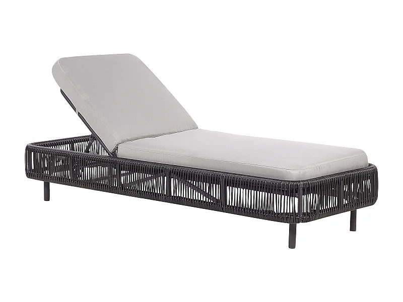 Leżak ogrodowy z poduszką OSINI Rozkładany Technorattan Szary