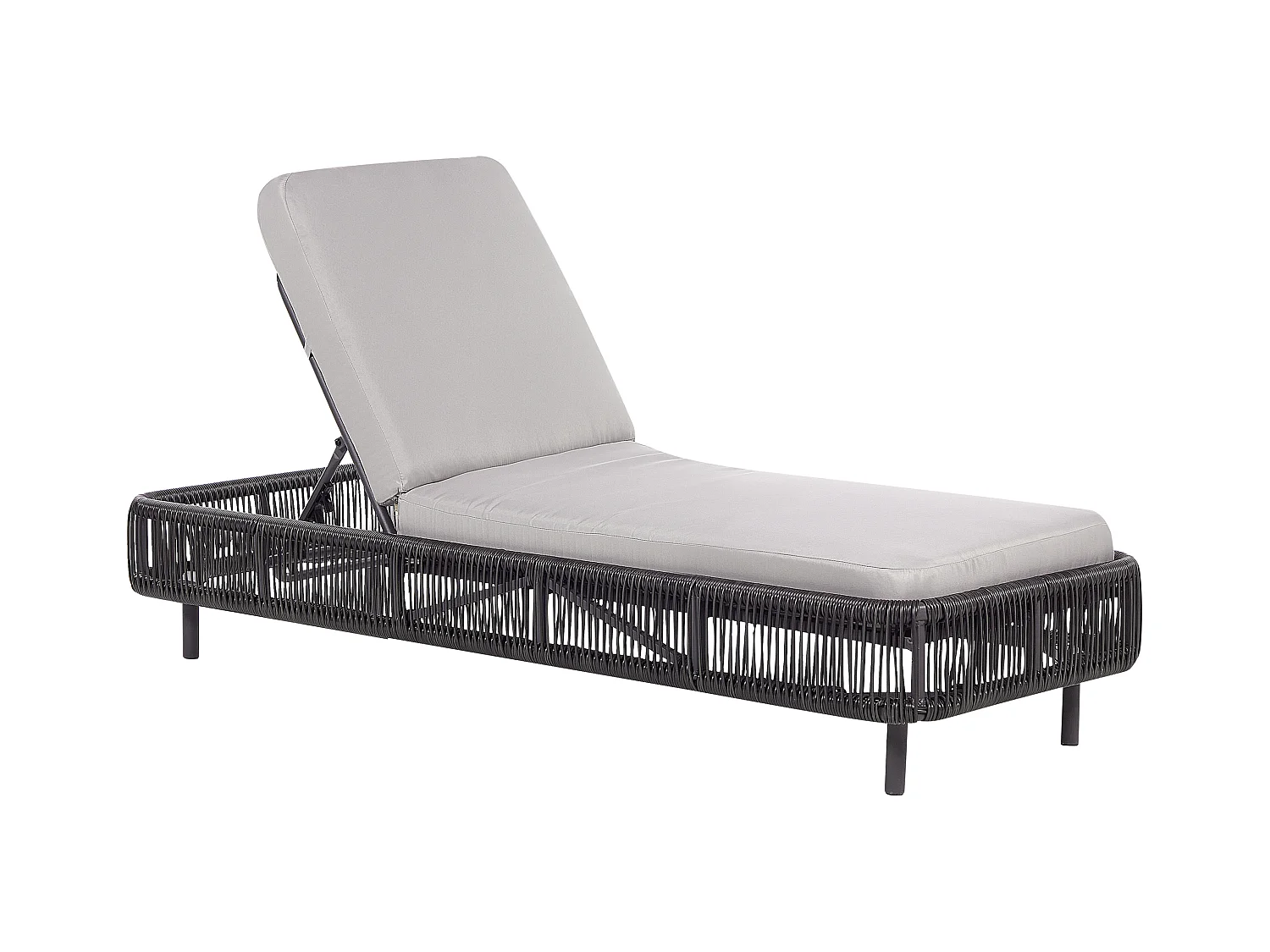 Leżak ogrodowy z poduszką OSINI Rozkładany Technorattan Szary