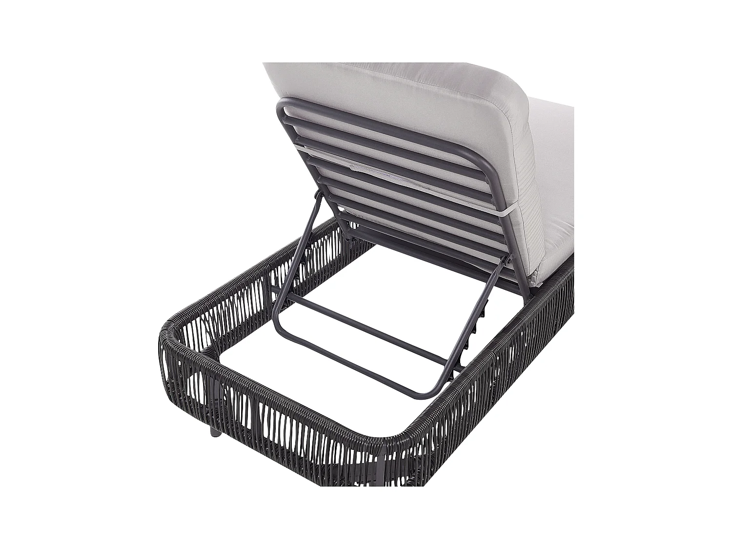 Leżak ogrodowy z poduszką OSINI Rozkładany Technorattan Szary