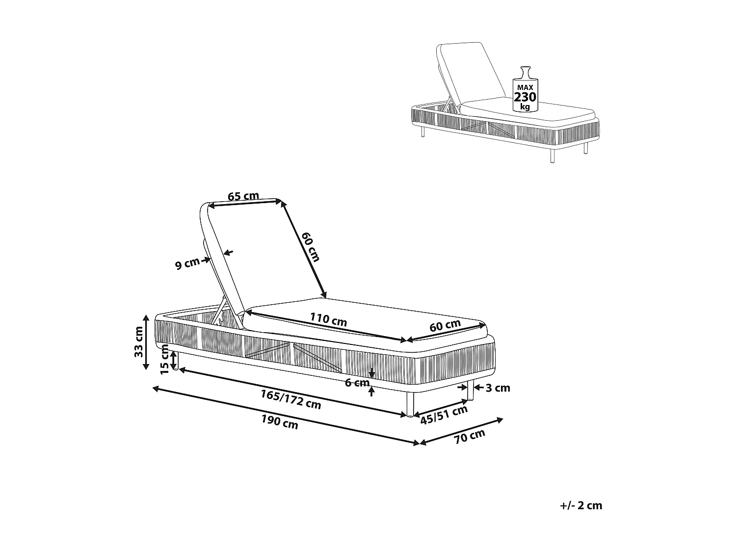 Transat avec coussin OSINI Gris