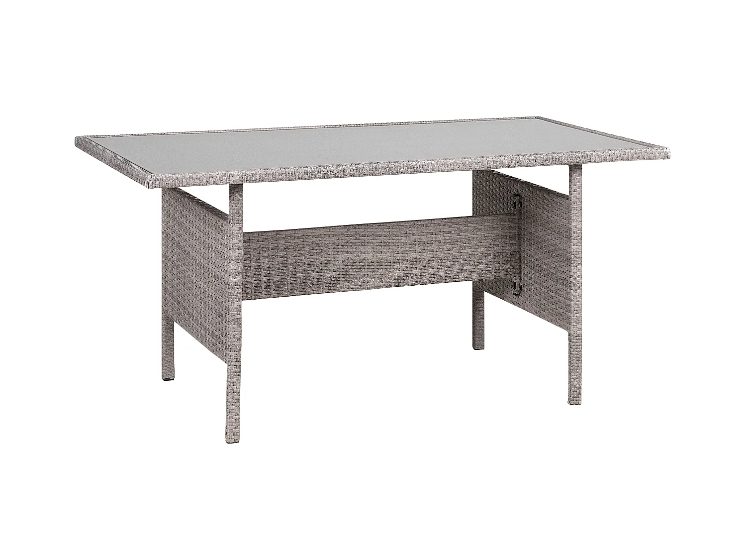 Gartentisch mit Glasplatte Polyrattan grau 145 x 80 cm Outdoor Tisch VITERBO