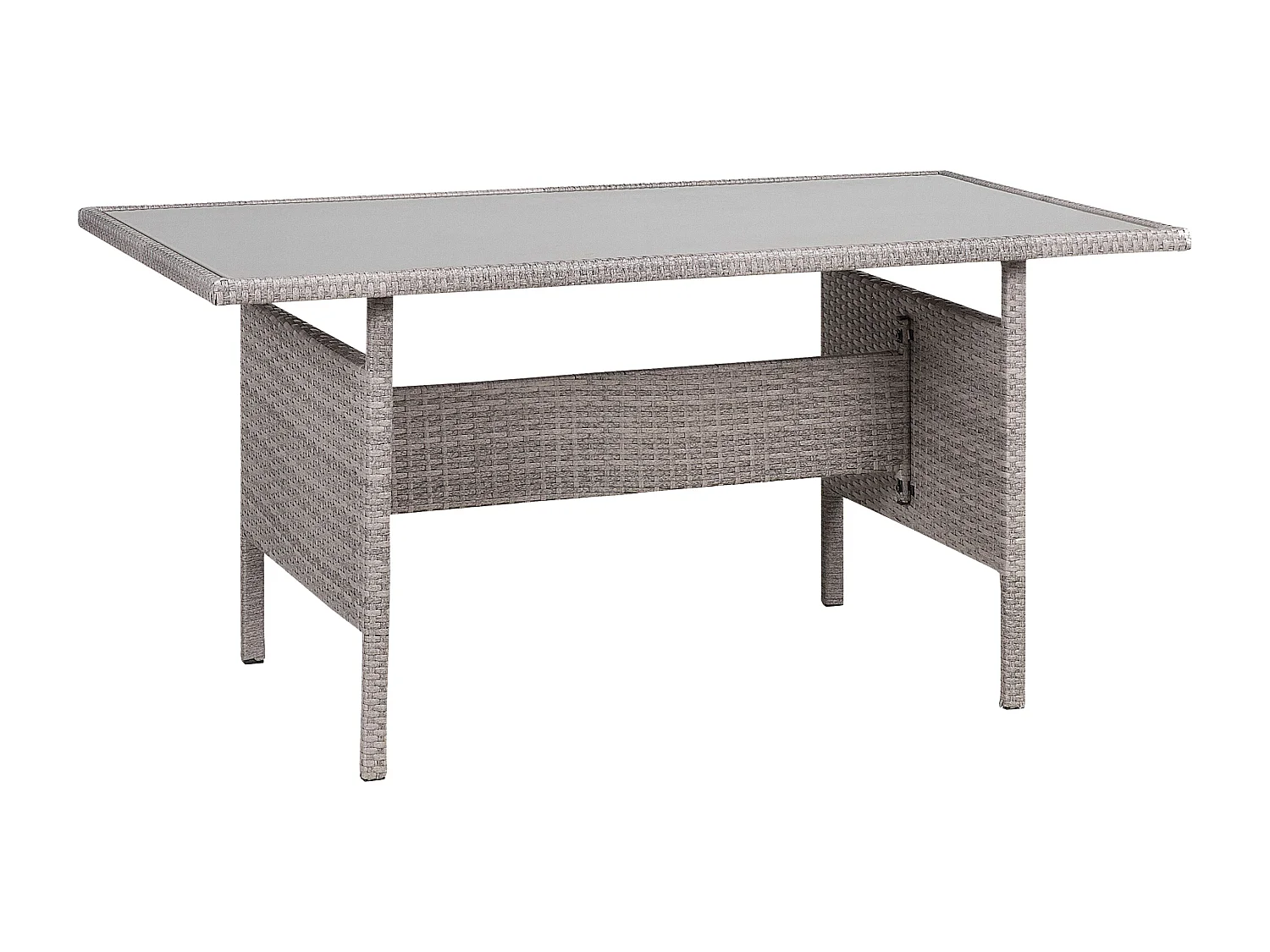 Gartentisch mit Glasplatte Polyrattan grau 145 x 80 cm Outdoor Tisch VITERBO