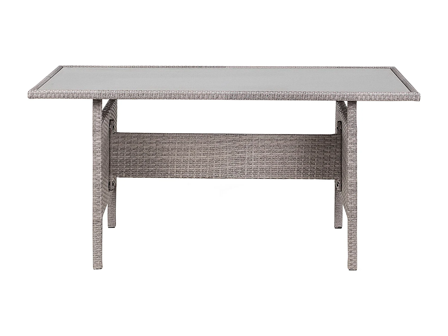 Gartentisch mit Glasplatte Polyrattan grau 145 x 80 cm Outdoor Tisch VITERBO