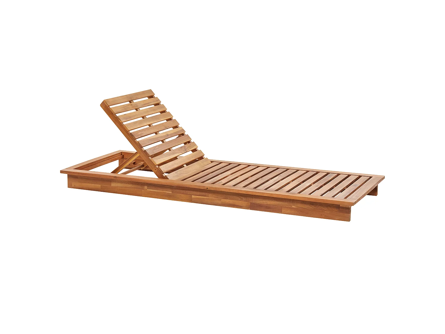 Sun Lounger with Cushion GRANARI Reclining Acacia Wood Brown
