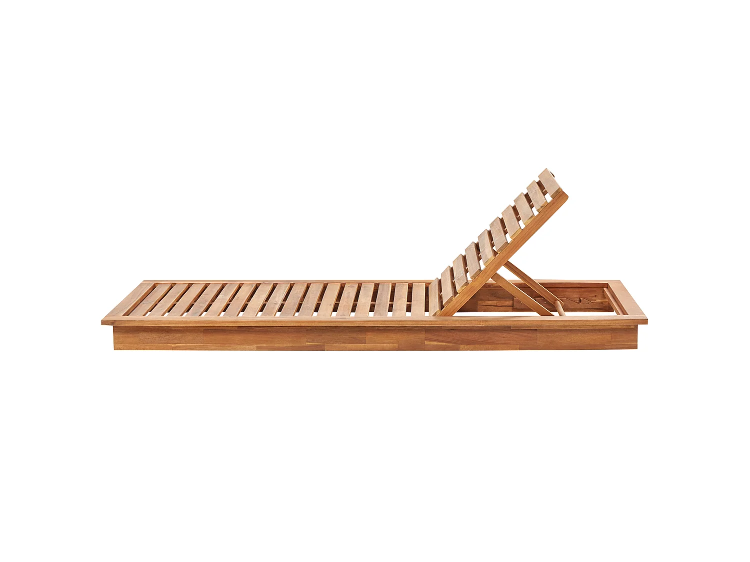 Sun Lounger with Cushion GRANARI Reclining Acacia Wood Brown