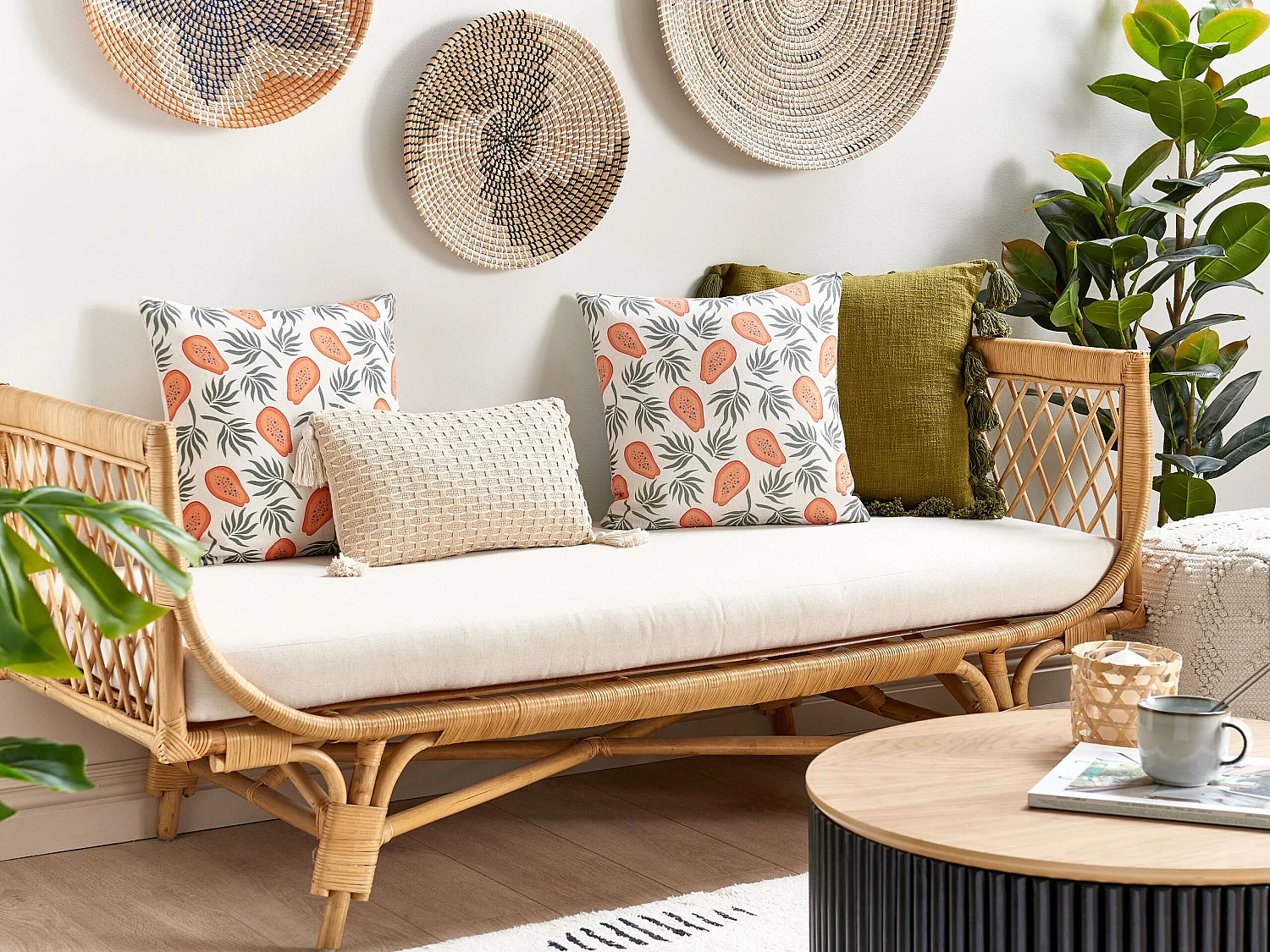 Conjunto de 2 almofadas decorativas AVENS 45 x 45 cm Multicolor Padrão de plantas