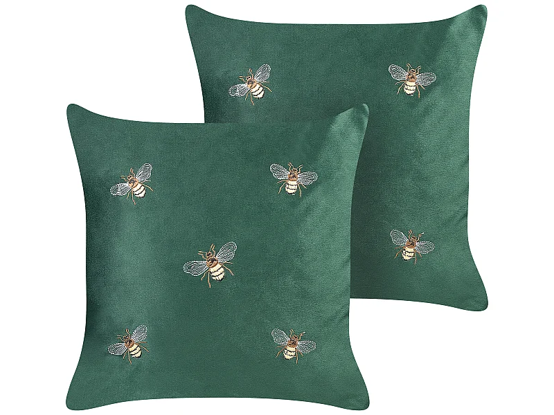 Set van 2 decoratieve kussens TALINUM Fluweel 45 x 45 cm Smaragdgroen Dierenprint