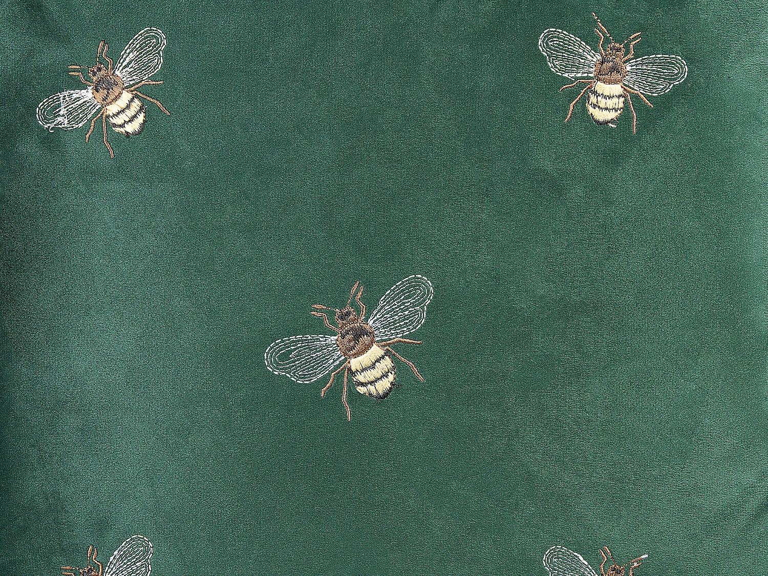 Dekokissen 2er Set Samt grün 45 x 45 cm mit Stickerei Bienenmotiv Talinum