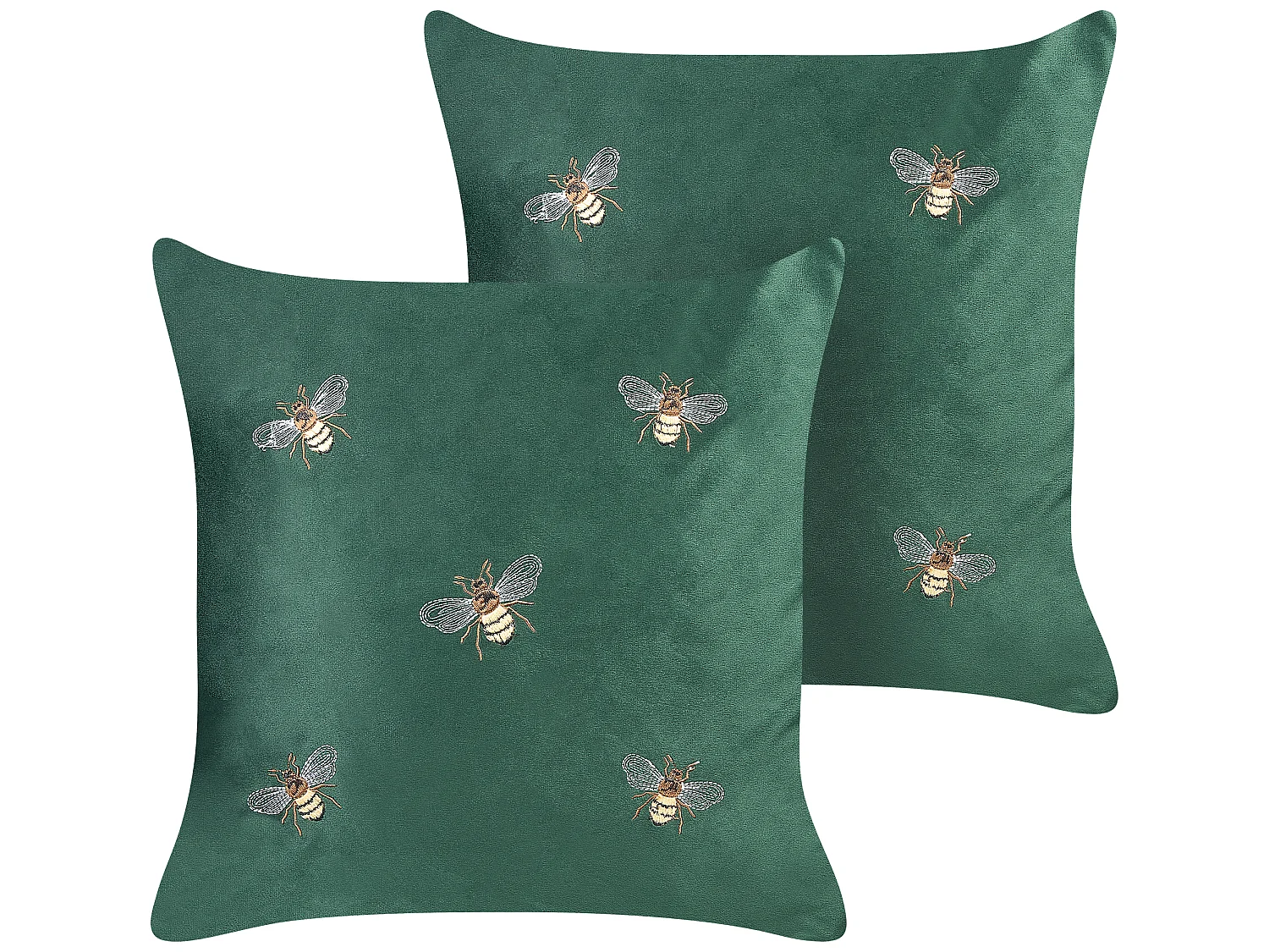 Lot de 2 coussins décoratifs TALINUM Velours 45 x 45 cm Vert émeraude Motif animal