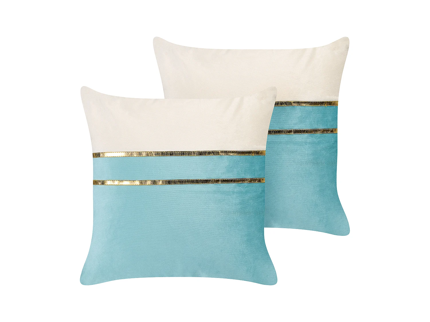 Lot de 2 coussins décoratifs ALLIUM Velours 45 x 45 cm Bleu À rayure