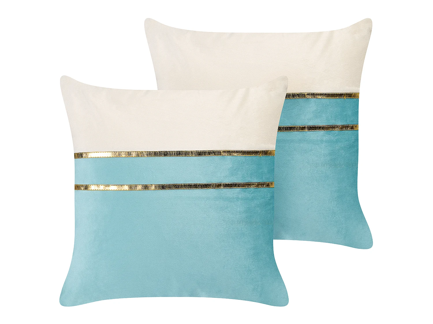 Lot de 2 coussins décoratifs ALLIUM Velours 45 x 45 cm Bleu À rayure
