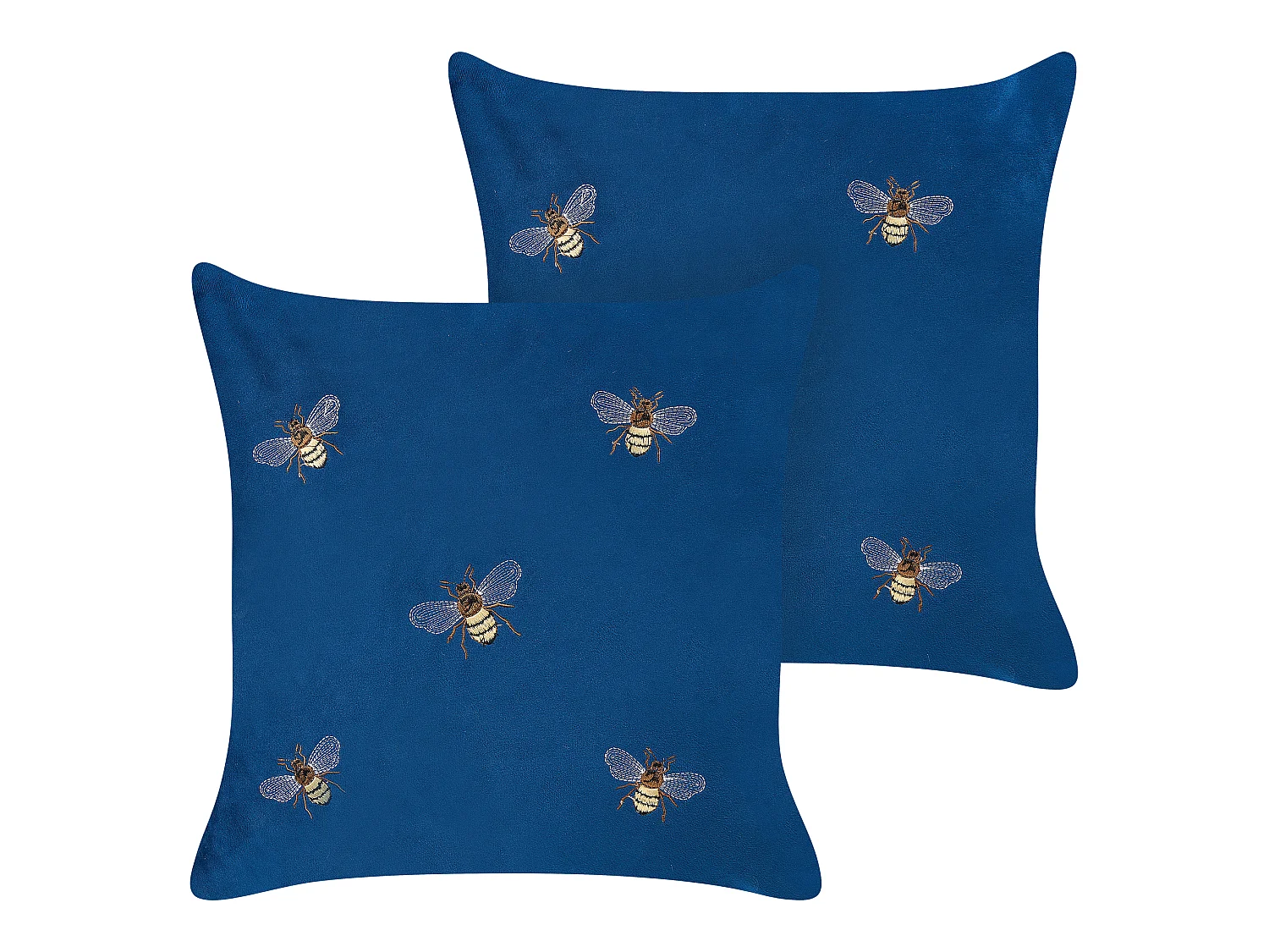 Lot de 2 coussins décoratifs TALINUM Velours 45 x 45 cm Bleu Motif animal