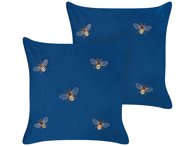 Set di 2 cuscini TALINUM Velluto 45 x 45 cm Blu Trama animale
