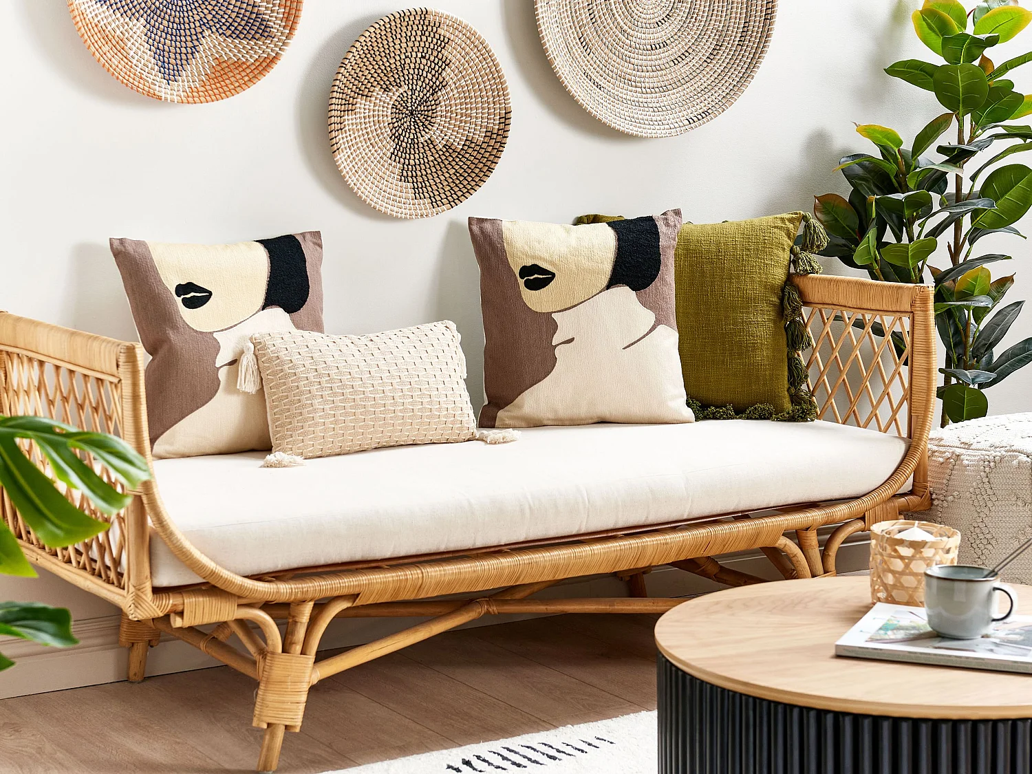 Dekokissen 2er Set Baumwolle braun / beige mit Frauenmotiv 45 x 45 cm Silphium