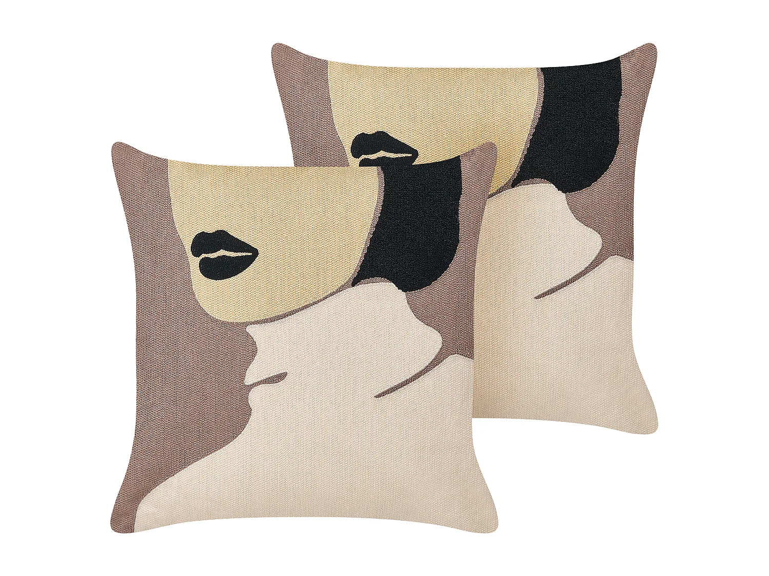 Lot de 2 coussins décoratifs SILPHIUM Coton 45 x 45 cm Marron Motif abstrait