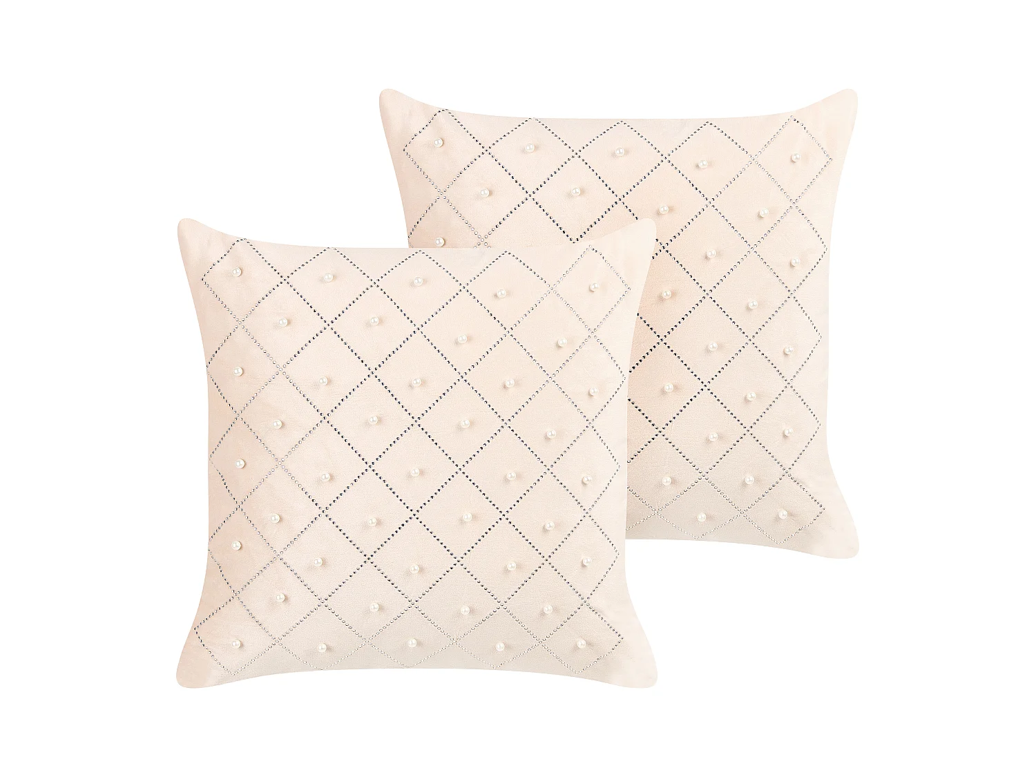Lot de 2 coussins décoratifs YARROW Velours 45 x 45 cm Beige Motif géométrique