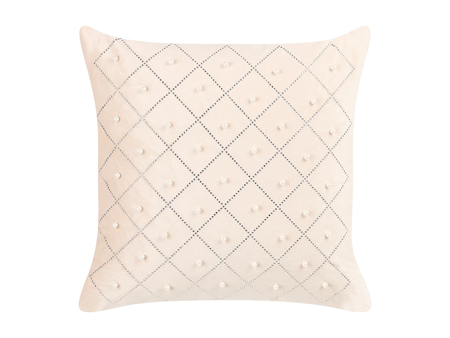 Conjunto de 2 almofadas decorativas YARROW Veludo 45 x 45 cm Creme Padrão geométrico