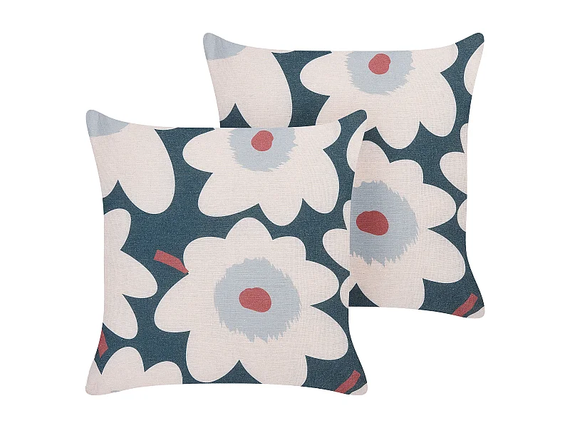 Dekokissen mehrfarbig/bunt 45 x 45 cm quadratisch Blumen Motiv 2er Set Sesbania