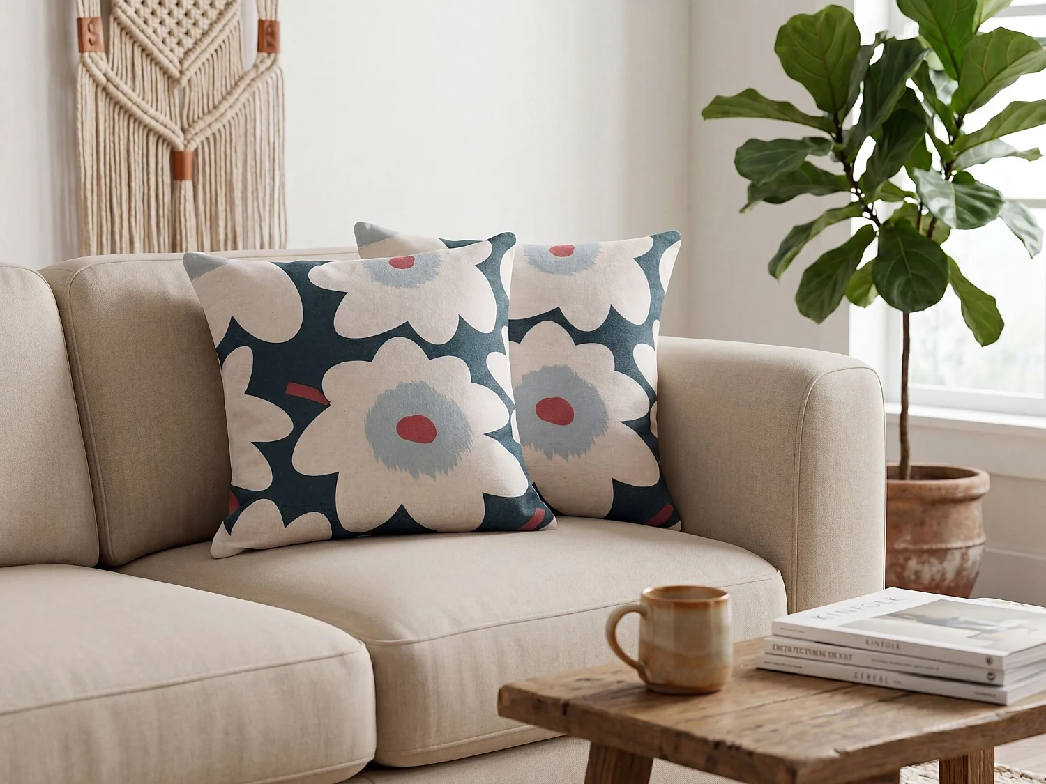 Lot de 2 coussins décoratifs SESBANIA 45 x 45 cm Multicolore Motif floral