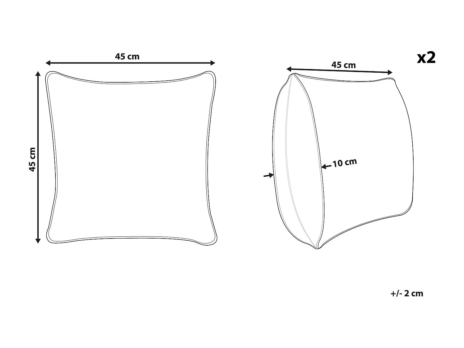 Lot de 2 coussins décoratifs TALINUM Velours 45 x 45 cm Beige Motif animal