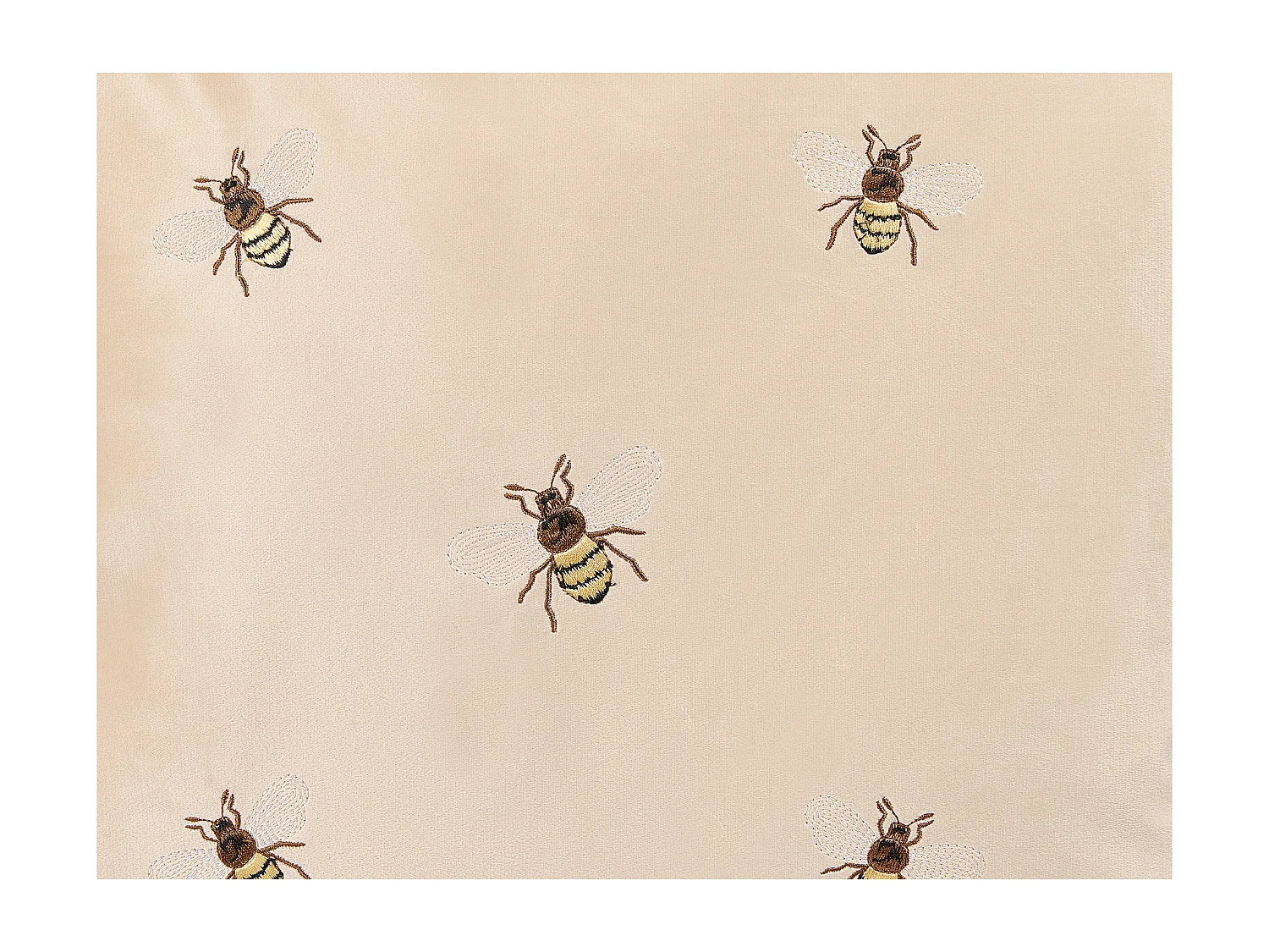 Dekokissen 2er Set Samt beige 45 x 45 cm mit Stickerei Bienenmotiv Talinum