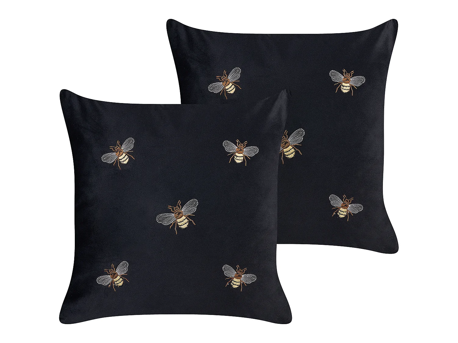 Lot de 2 coussins décoratifs TALINUM Velours 45 x 45 cm Noir Motif animal