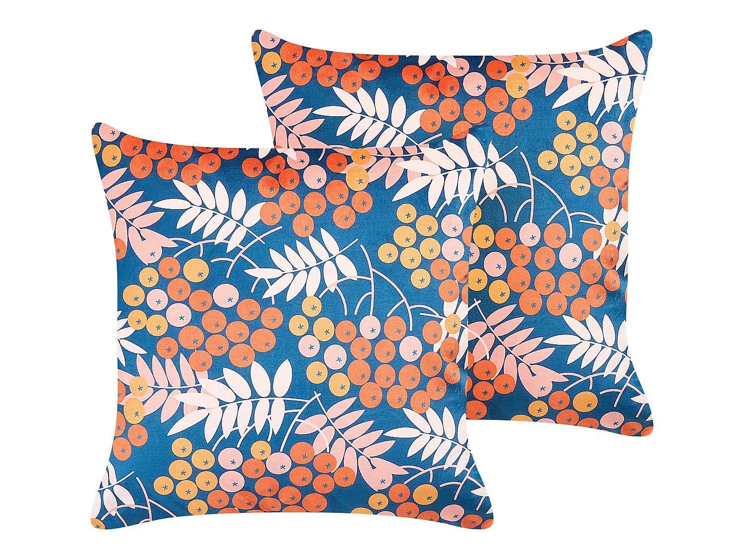 Lot de 2 coussins décoratifs SUMAC Velours 45 x 45 cm Multicolore Motif de plante