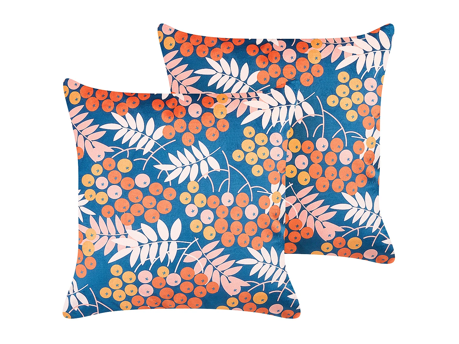 Set van 2 decoratieve kussens SUMAC Fluweel 45 x 45 cm Multicolor Bladpatroon