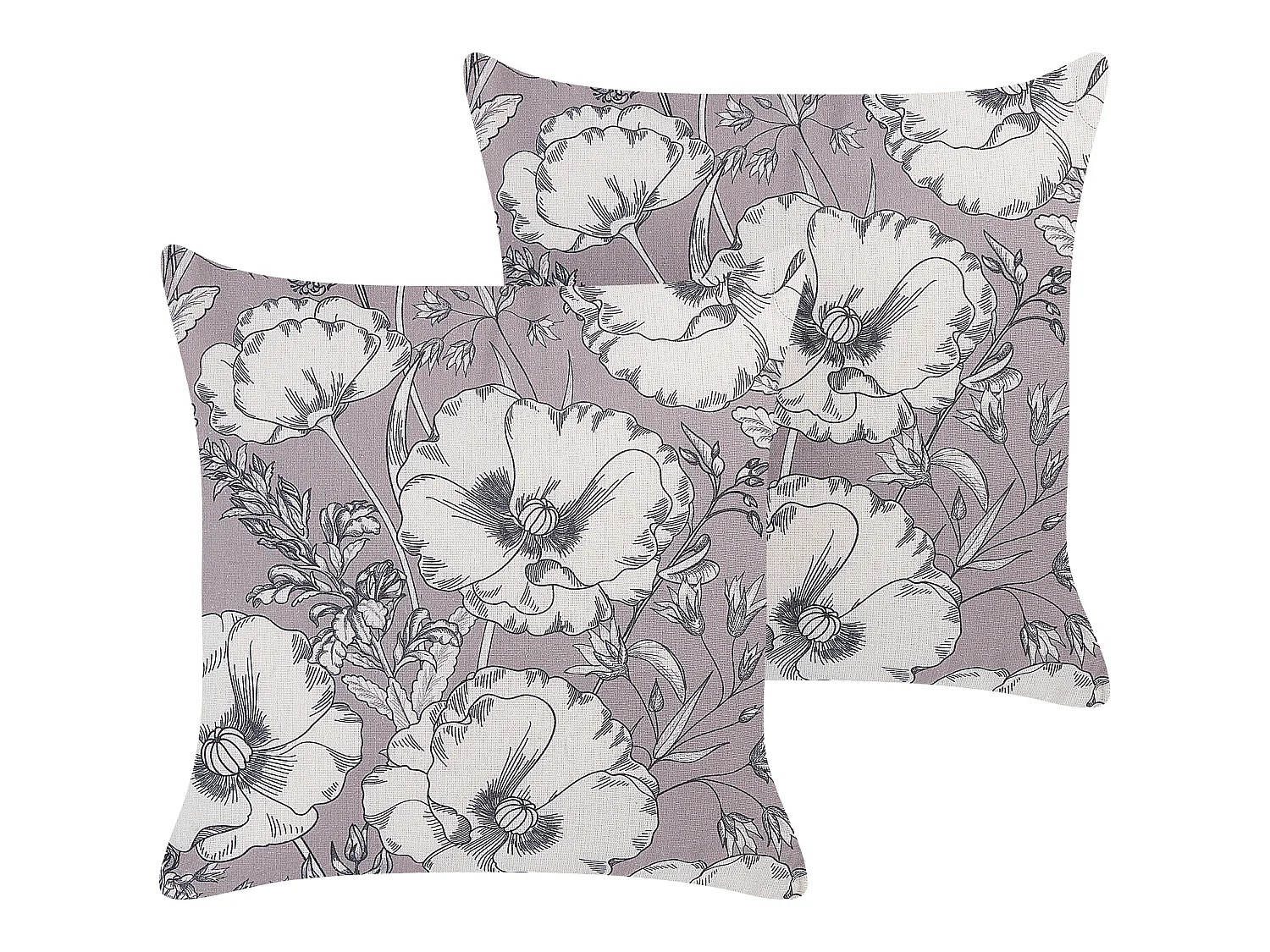 Lot de 2 coussins décoratifs SOPHORA 45 x 45 cm Gris Motif floral