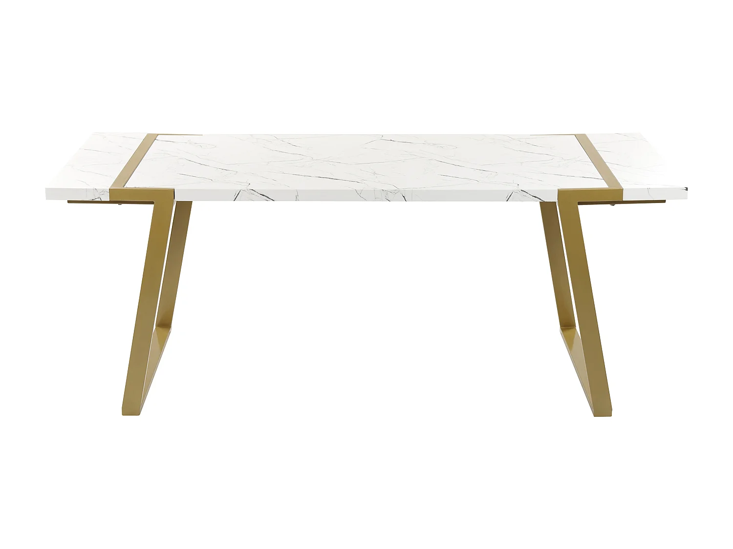 Esstisch weiß Marmor Optik rechteckig 200 x 90 cm Metallgestell Modern Martynika