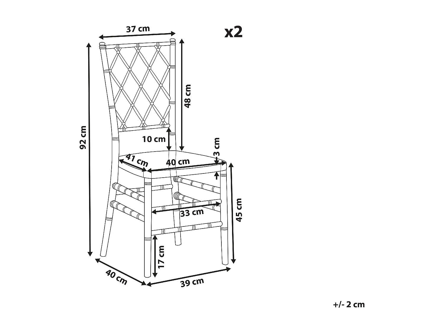 Conjunto de 2 cadeiras de jantar CLARION Dourado