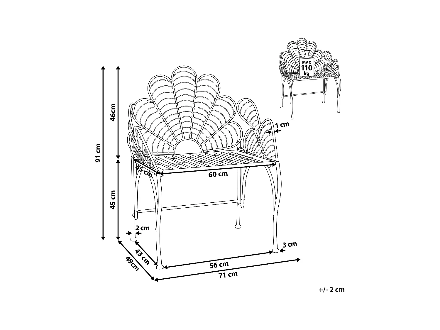 Tuinstoel LIGURIA Metaal Zwart