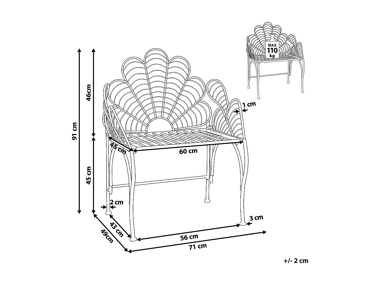 Tuinstoel LIGURIA Metaal Zwart