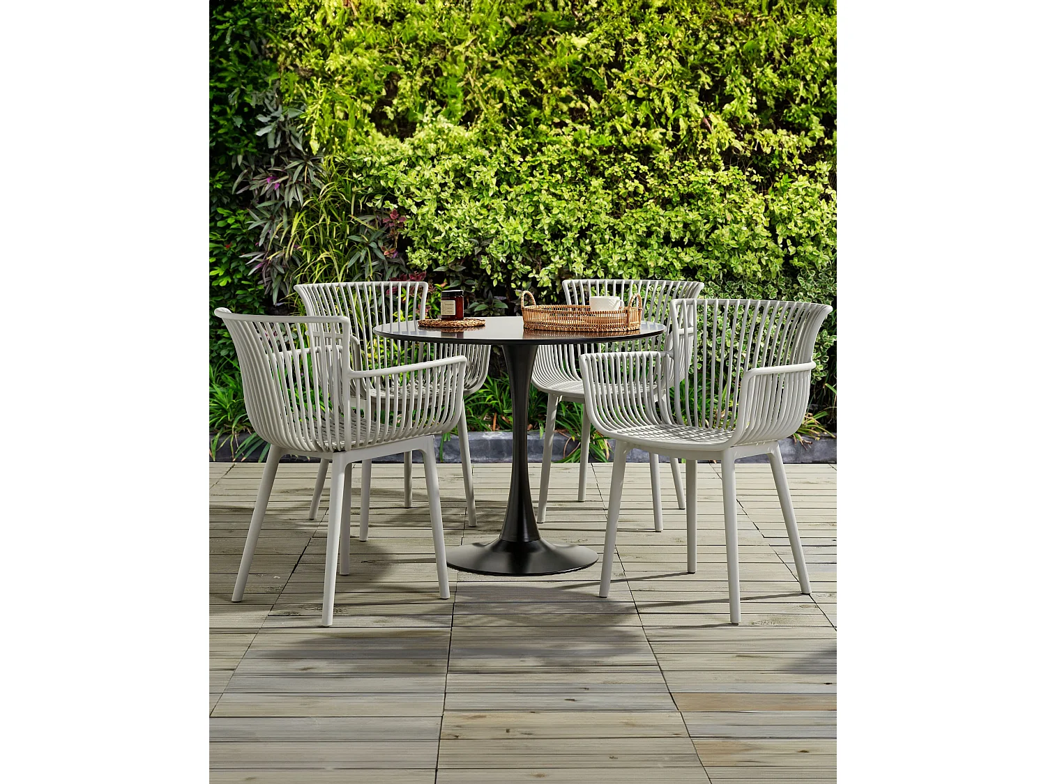 Lot de 4 chaises de jardin PESARO Gris clair
