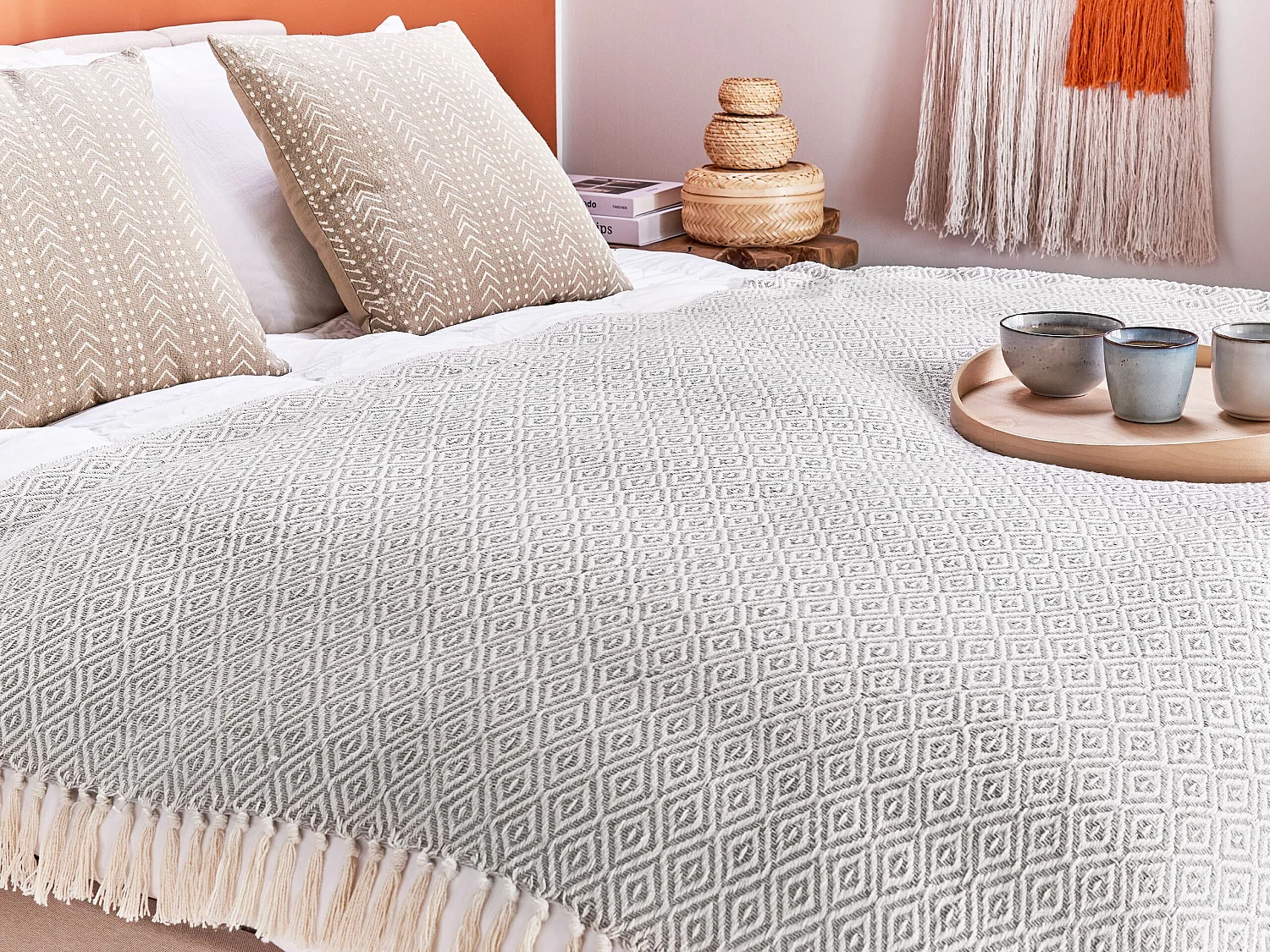 Plaid MITYAL Katoen 125 x 150 cm Taupe