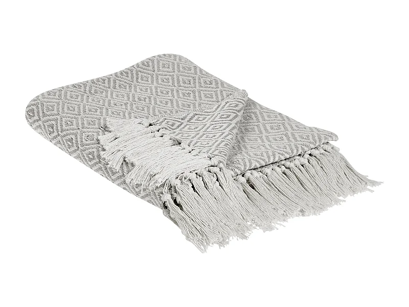 Decke Baumwolle taupe 125 x 150 cm mit Fransen Muster Modern Boho Mityal