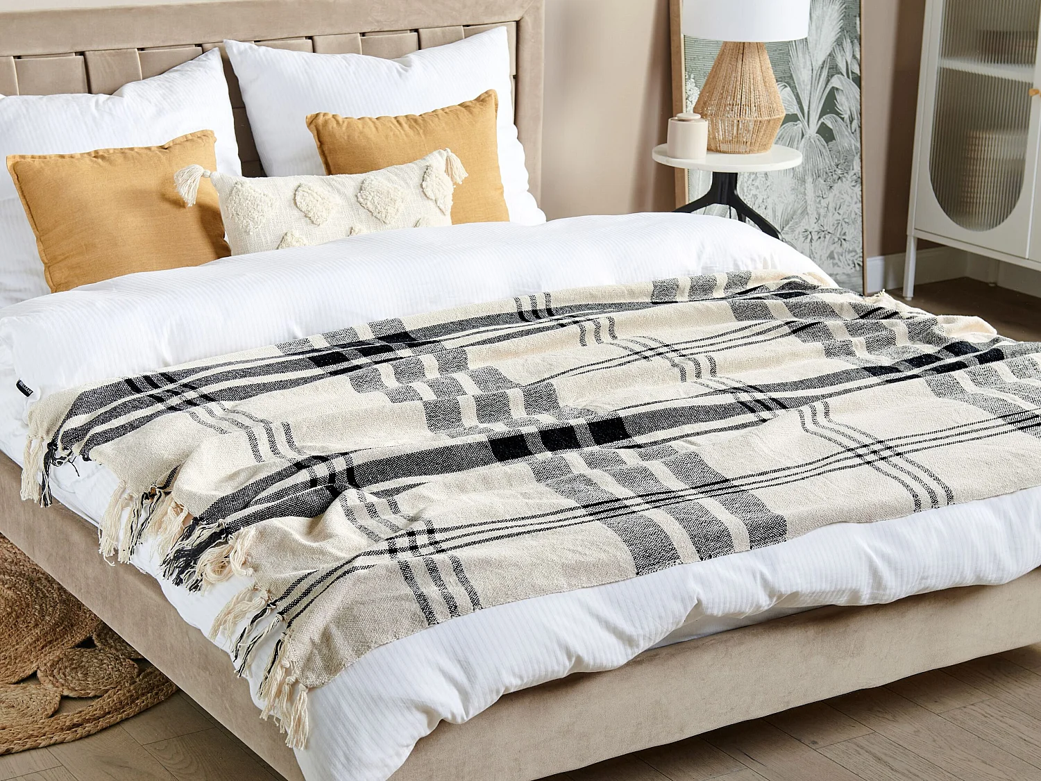 Kuscheldecke YUVALI Baumwolle 130 x 170 cm Weiss