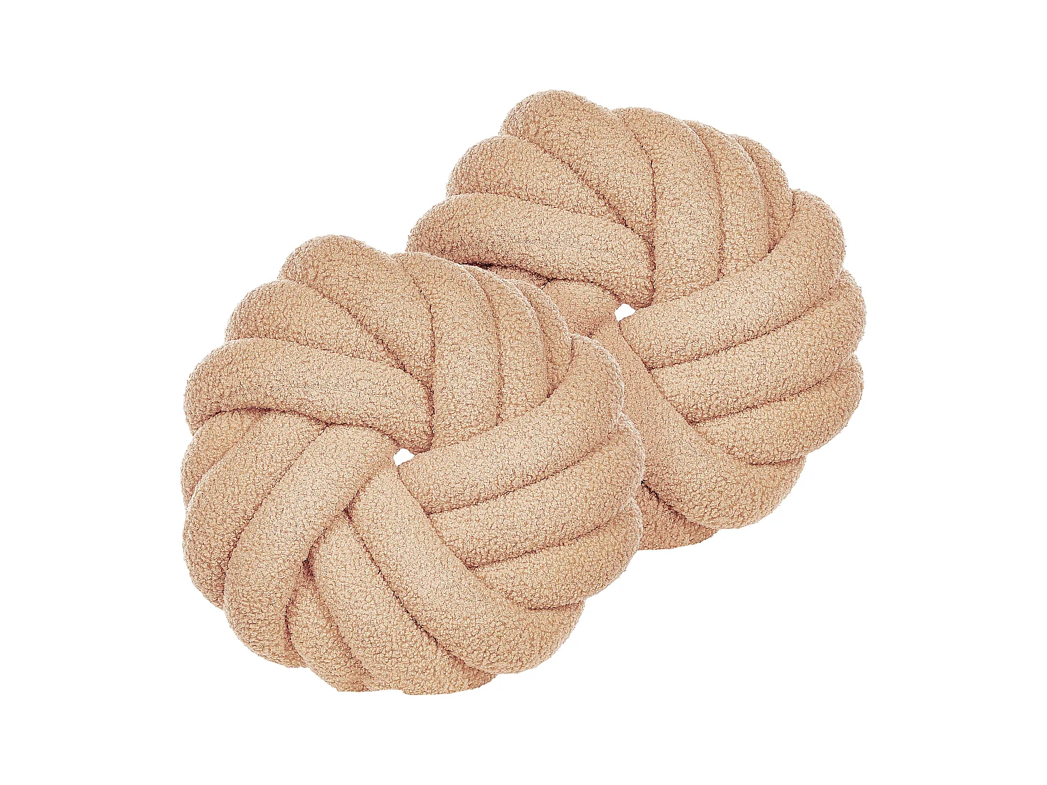 Set aus 2 Knotenkissen modern Beige Bouclé Plüsch Geflecht 31 x 31 cm Akola
