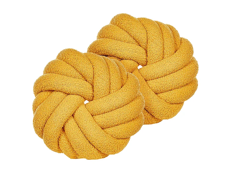 Conjunto de 2 almofadas decorativas AKOLA Bouclé 31 x 31 cm Mostarda Sólido
