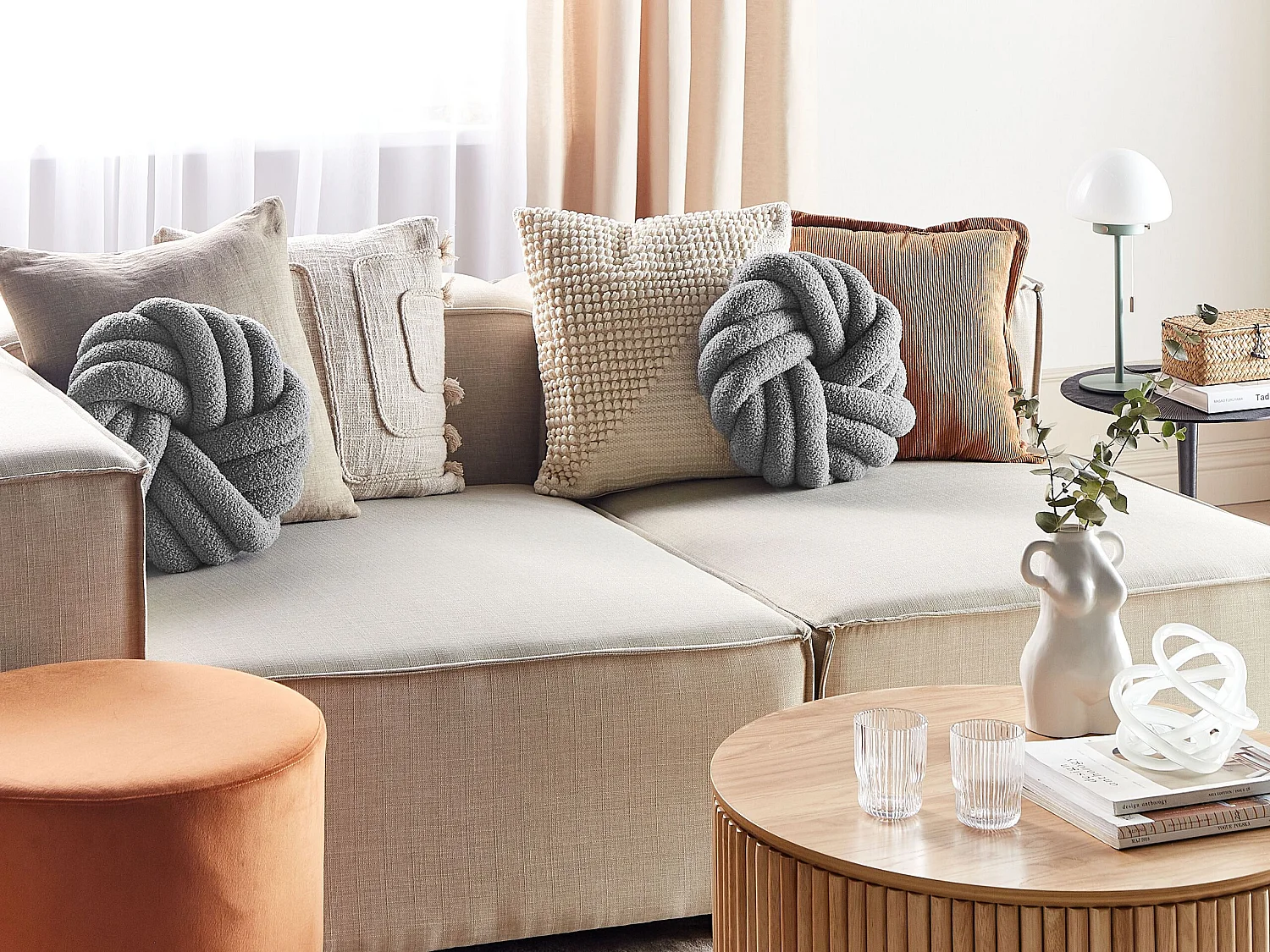 Lot de 2 coussins décoratifs AKOLA Bouclé 31 x 31 cm Gris Unicolore