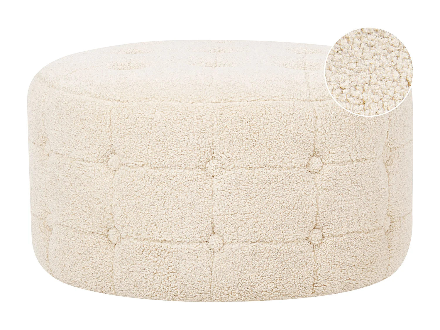 Pouf Bouclé beige mit Knopfsteppung rund ⌀ 55 cm Chesterfield-Stil Modern Tampa