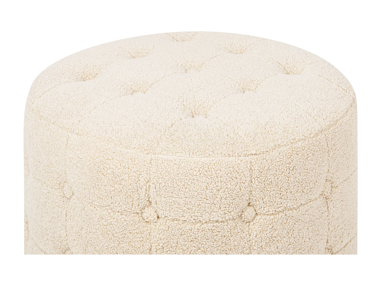 Pouf Bouclé beige mit Knopfsteppung rund ⌀ 55 cm Chesterfield-Stil Modern Tampa