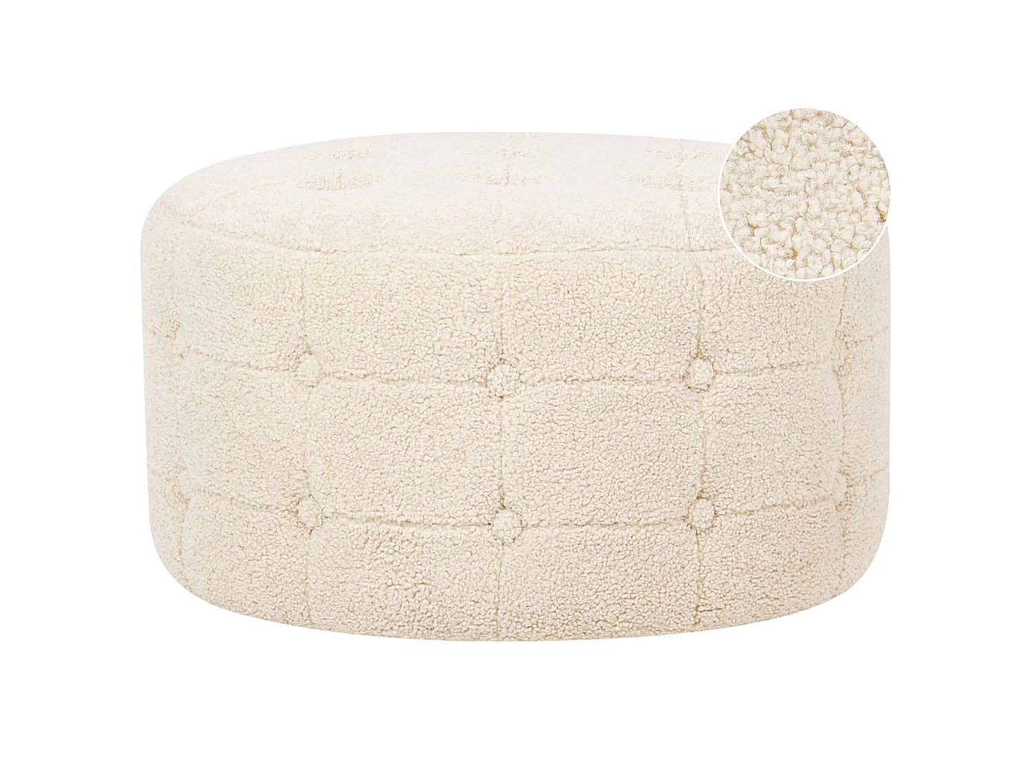 Pouf TAMPA Bouclé Beige 55 cm 55 cm 30 cm