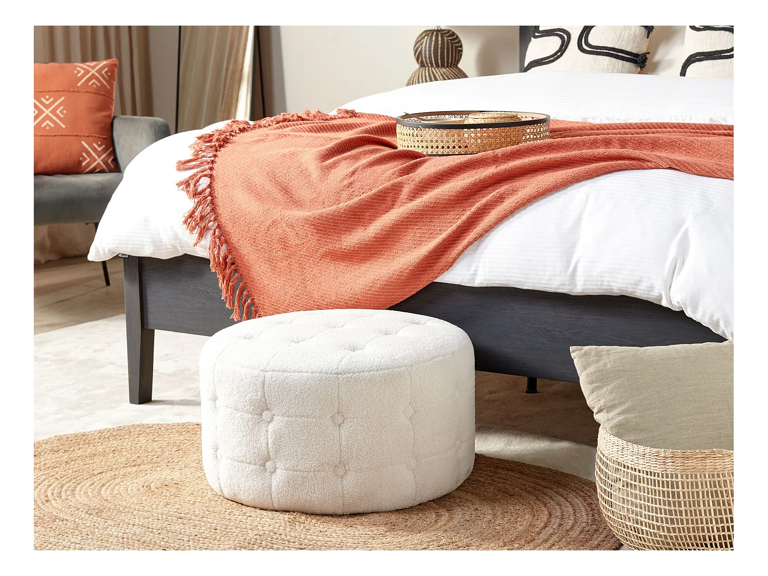 Pouf TAMPA Bouclé Blanc