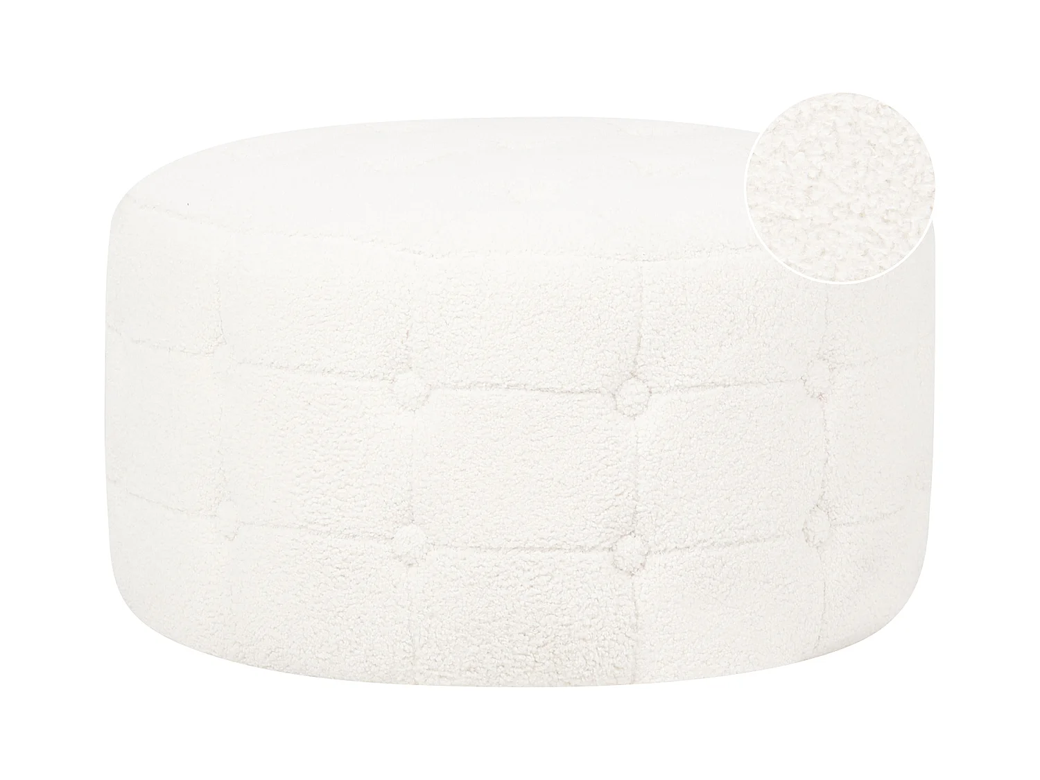 Pouf Bouclé weiß mit Knopfsteppung rund ⌀ 55 cm Chesterfield-Stil Modern Tampa
