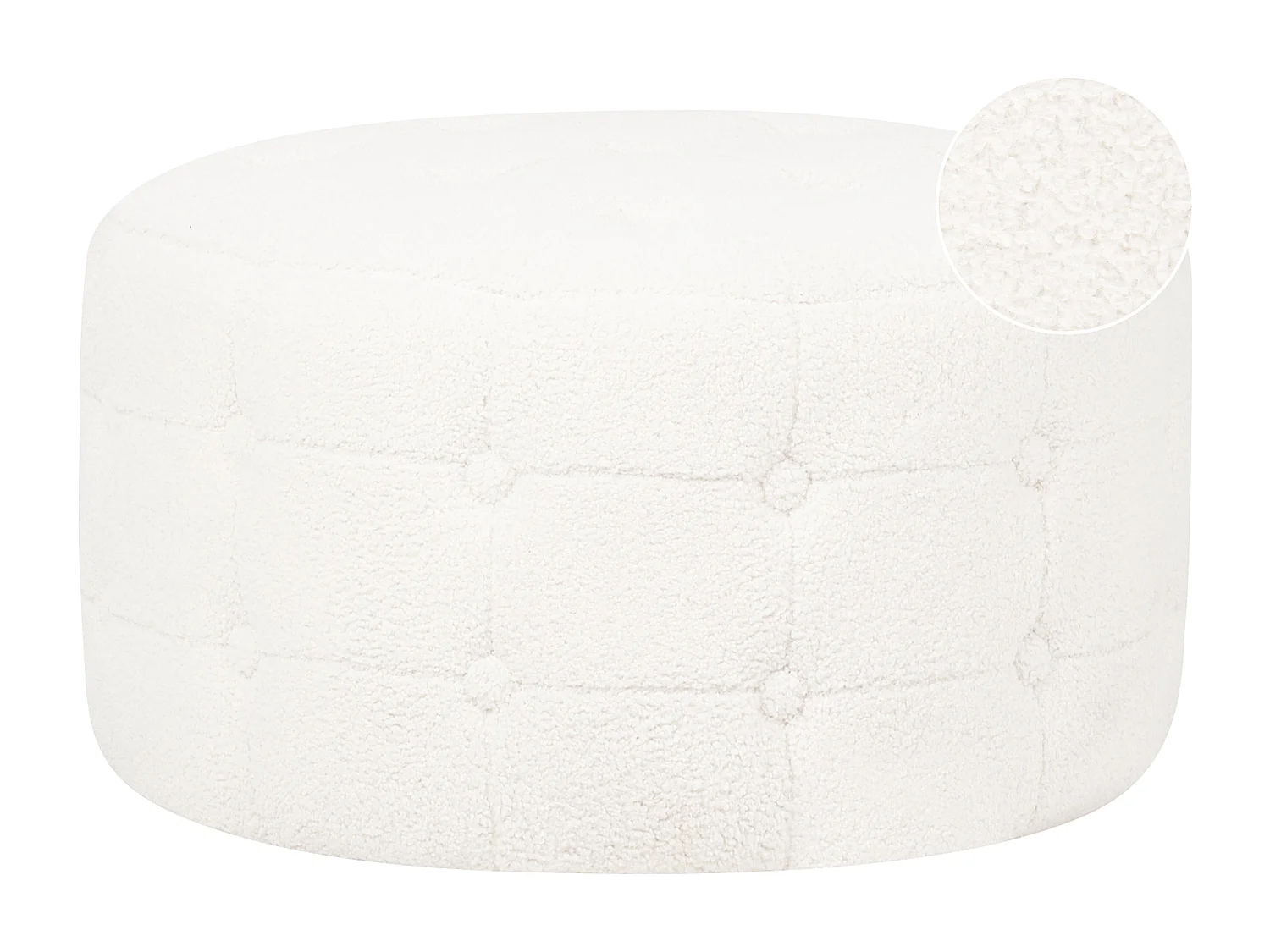 Pouf Bouclé weiß mit Knopfsteppung rund ⌀ 55 cm Chesterfield-Stil Modern Tampa
