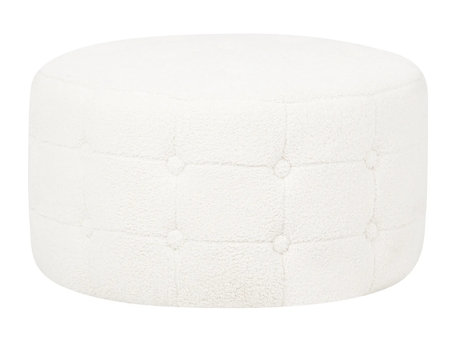 Pouf Bouclé weiß mit Knopfsteppung rund ⌀ 55 cm Chesterfield-Stil Modern Tampa